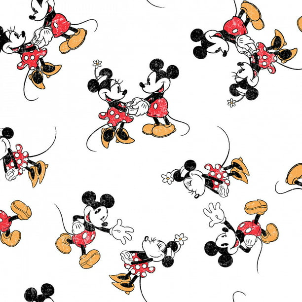 Disney Mickey and Minnie Mouse Vintage Love Packed Cotton Fabric Sold by the 12 Yard Springs Creative